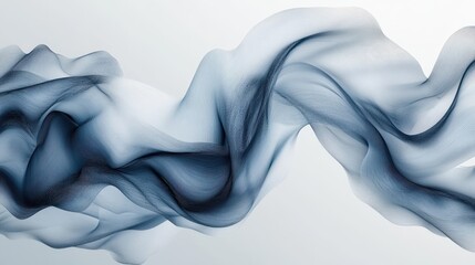 Obraz premium Abstract Blue and Grey Flowing Wave Digital Art