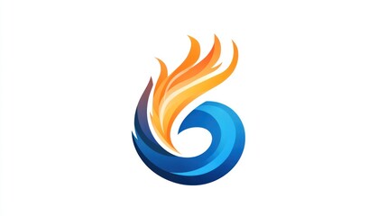 Abstract logo design of a stylized fire and wave. Possible use Brand identity, business graphics