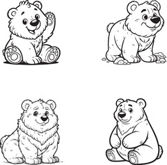 Happy Cartoon Bear Poses - Adorable Vector Art Collection