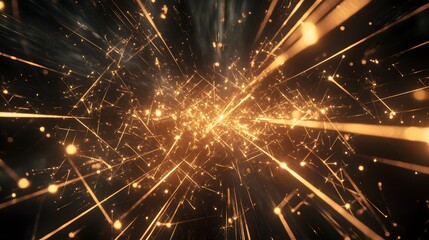 Golden Light Trails Across Dark Space