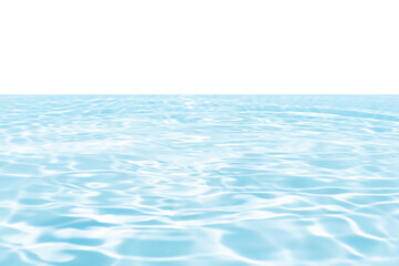 Blue water with ripples on the surface. Defocus blurred transparent blue colored clear calm water surface texture with splashes and bubbles. Water waves with shining pattern texture background.