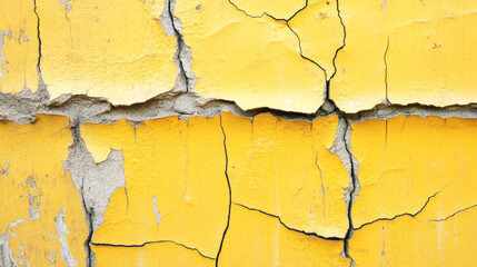 Obraz premium Cracked yellow paint on concrete wall texture