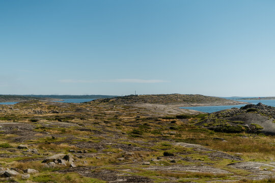 Scenic archipelago view with rocky islets and coastal landscape in Frilles&aring;s, Halland, Sweden