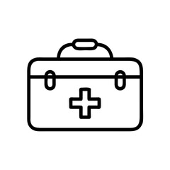 Obraz premium Medical kit illustration, healthcare style, black and white color, emergency supplies symbol