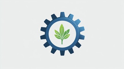 Abstract gear graphic with stylized leaves.  Business concept