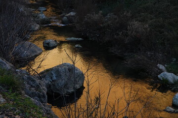 Sunset reflection on Río Guadalevín, Ronda Andalucia