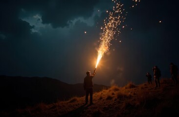 Fototapeta premium Celebrating US Independence Day with fireworks in the night sky
