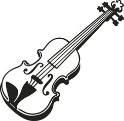 Obraz premium Elegant violin illustration in black and white, classical music instrument art design