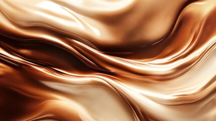 Fototapeta premium Abstract Golden Brown Fabric Texture Background. Smooth Waves Shimmering with Metallic Sheen, Elegant and Luxurious Drape