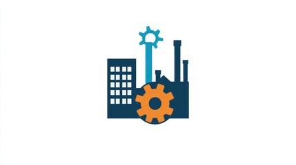 Industrial complex logo, gear, and production, illustration, background, for business presentation
