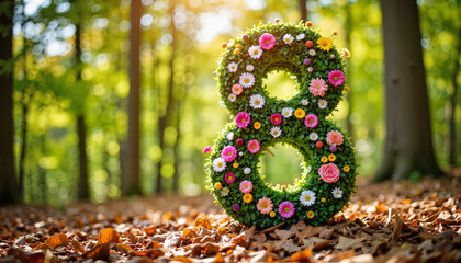 Floral number 8 in dense forest, nature's beauty and growth