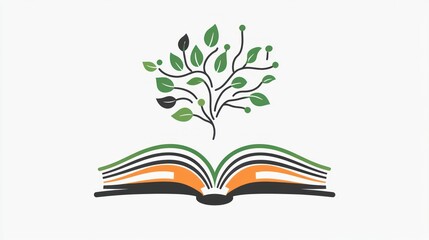 Open book with a growing tree, symbolic of knowledge and learning, for educational resources or presentations
