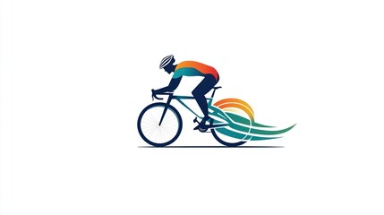 Fototapeta premium Abstract cyclist silhouette in motion