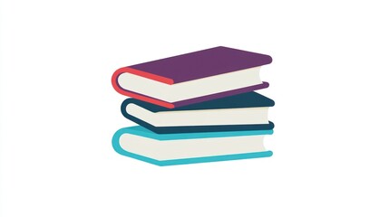 Stack of colorful books on white background; education, learning, study