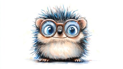 Cute Hedgehog in Glasses