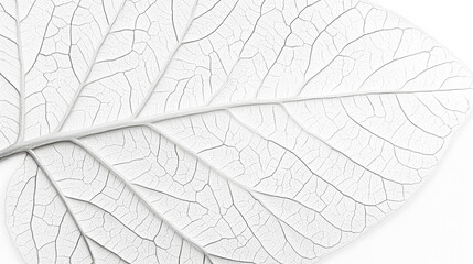 Obraz premium Close-up of textured leaf skeleton with intricate veins on white background