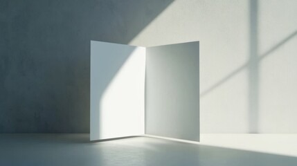 Obraz premium minimalist white brochure mockup in sunlit room