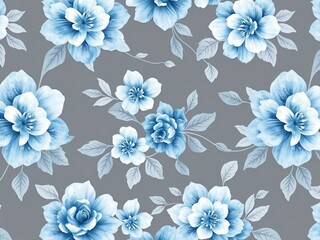 Fototapeta premium Elegant blue flower pattern creating a stunning visual display with intricate floral designs