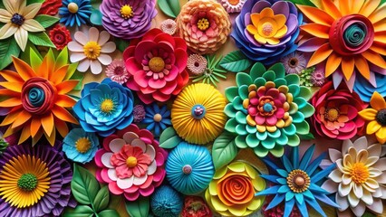 Vibrant Handcrafted Paper Flower Cluster Arrangement for Decor