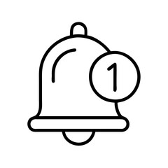 Obraz premium Outlined notification bell icon with a number one representing alerts and reminders in a simple design