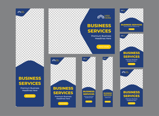 Corporate web banner template bundle, Digital business agency best services set banner for social media post, digital banner, web bundle banner design, customizable vector eps