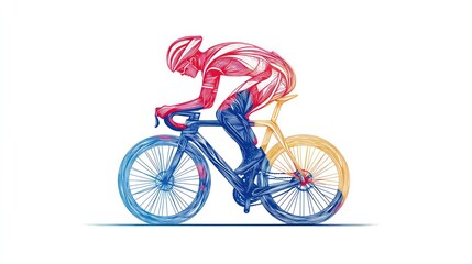 Fototapeta premium Cyclist in motion, abstract illustration, dynamic pose