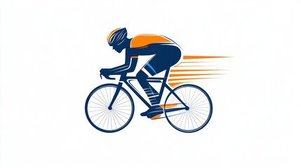 Fototapeta premium Cyclist in motion, dynamic silhouette, sports image, for website use