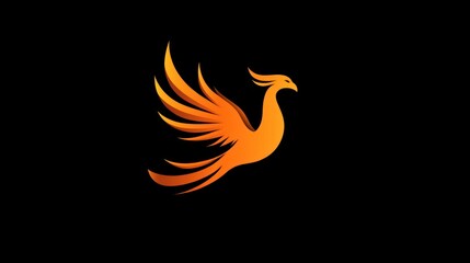 Obraz premium Fiery phoenix logo design, against black background. Possible use stock photo