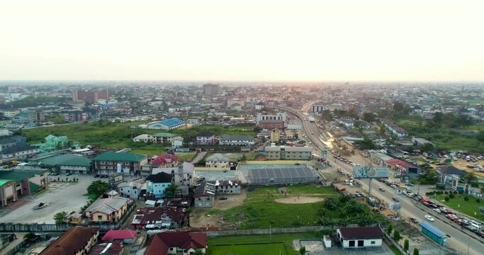 Ariel shot of port Harcourt city with a drone