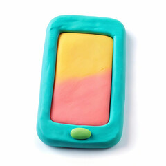 Obraz premium A high-angle view of a playful, handcrafted smartphone made of colorful
