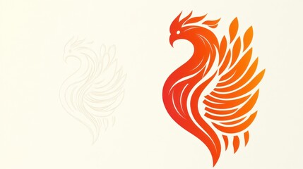 Stylized Phoenix Logo Design, Two Variations, Graphic Element, Background, Vector Art, Commercial Use