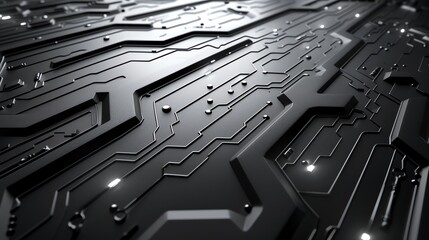 Abstract metallic background with glowing circuit board.