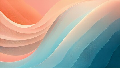 Obraz premium A gradient in shades of soft blue, light coral, and cream, combined with a grainy texture, creating a warm, vintage-inspired atmosphere. 