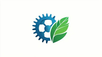 Obraz premium Sustainable sports logo, gear and leaf