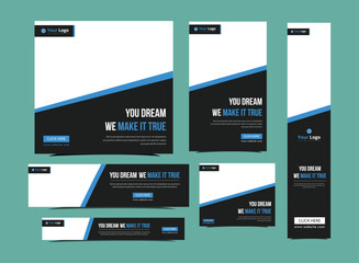 Corporate web banner template bundle, Digital business agency best services set banner for social media post, digital banner, web bundle banner design, customizable vector eps