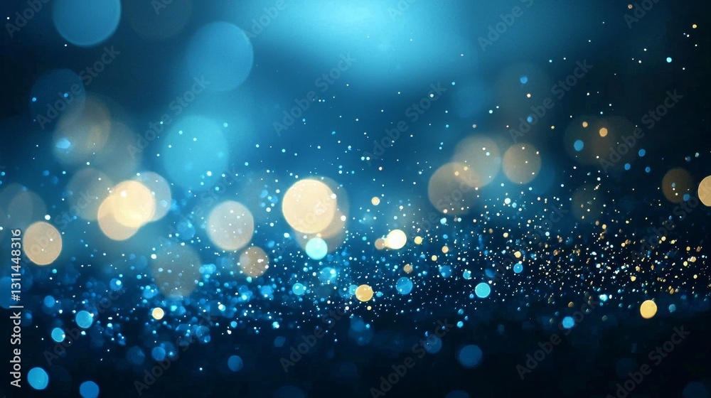 Wall mural captivating blue bokeh background with shimmering light.