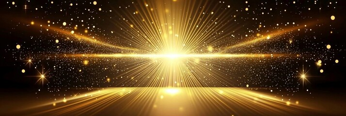 Captivating golden stage background featuring radiant rays.