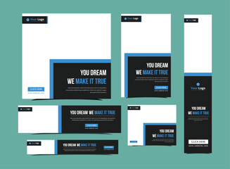 Set of promotion kit banner template design with modern and minimalist concept user for web page, ads, annual report, banner, background, backdrop, flyer, brochure, card, poster, presentation layout