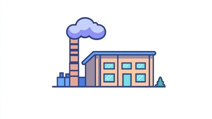 Naklejka premium Simple factory illustration with smoke