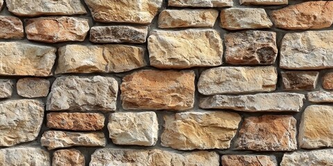 Obraz premium Enhance your designs with the rustic charm of a beige and brown stone wall.