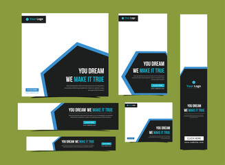 Set of promotion kit banner template design with modern and minimalist concept user for web page, ads, annual report, banner, background, backdrop, flyer, brochure, card, poster, presentation layout