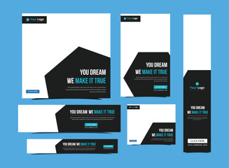 Corporate web banner template bundle, Digital business agency best services set banner for social media post, digital banner, web bundle banner design, customizable vector eps