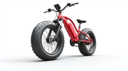 Obraz premium red electric fat tire bike