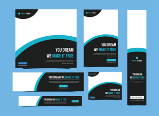 Corporate web banner template bundle, Digital business agency best services set banner for social media post, digital banner, web bundle banner design, customizable vector eps