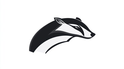 Obraz premium Badger head profile, nature illustration, white background, mascot design
