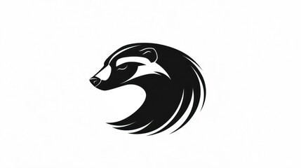 Badger head profile, stylized design, white background, mascot illustration