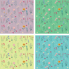 Seamless floral backgrounds, patterns. Abstract floral seamless patterns. Modern abstract design for paper, cover, fabric and other purposes. Vector illustration