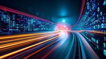 Fototapeta premium Dynamic Motion Blur Effect of Digital Data Streams in Motion