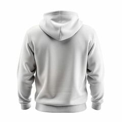 A realistic men s hoodie mockup, back view, isolated on a white background,