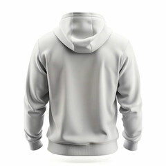 A realistic men s hoodie mockup, back view, isolated on a white background,